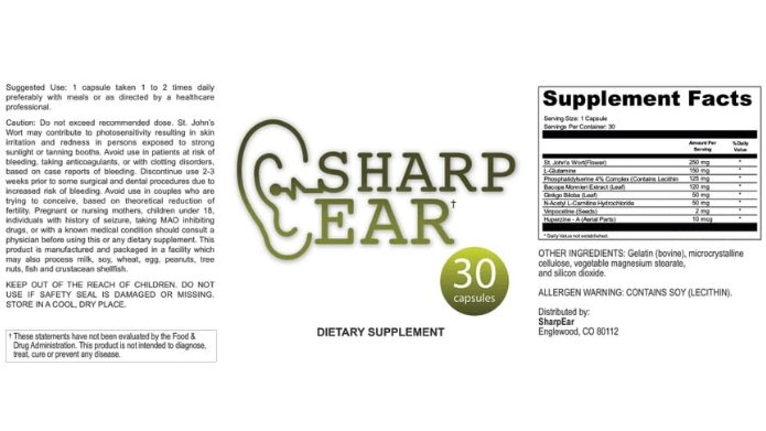 Plant-based herbal formula in SharpEar to reduce tinnitus and improve hearing